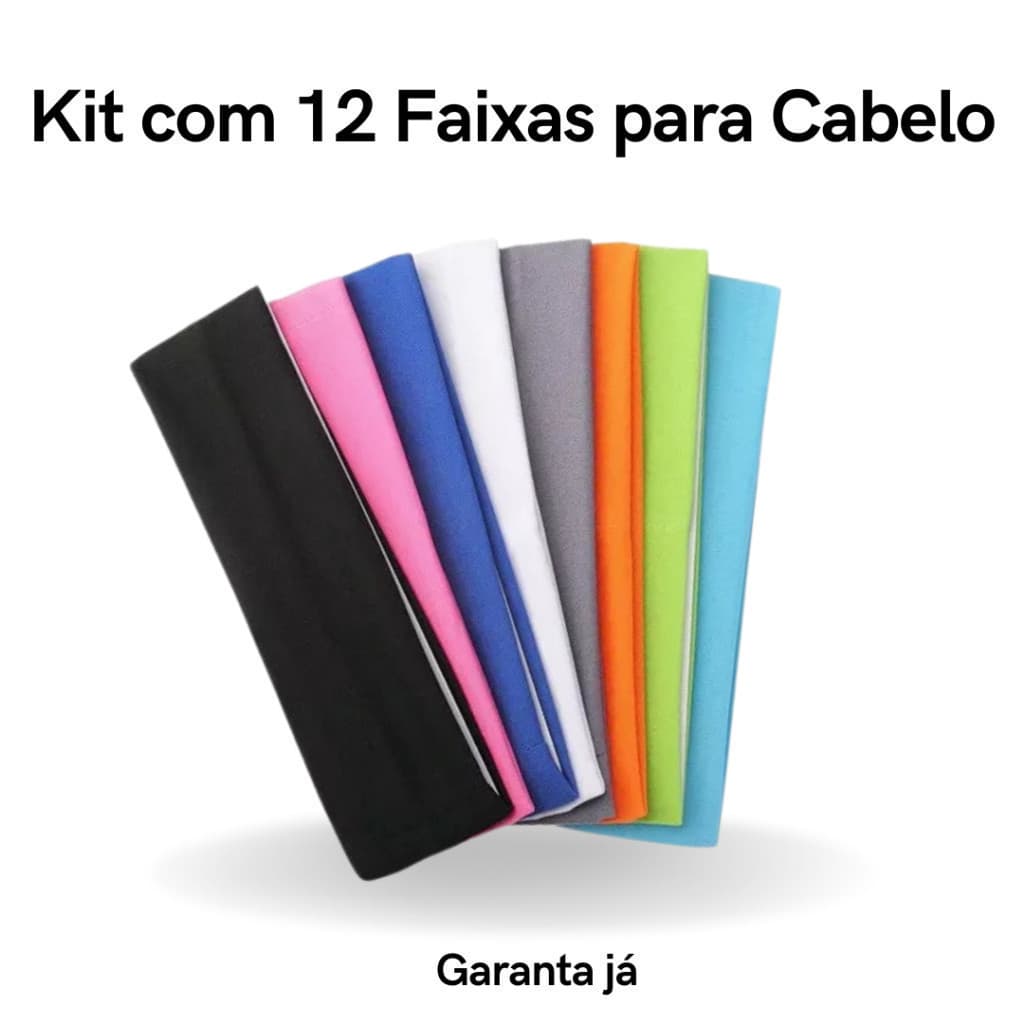Kit c/12 unidades Faixa Para Cabelo Elástica Liso Cores Sortidas revenda atacado renda extra