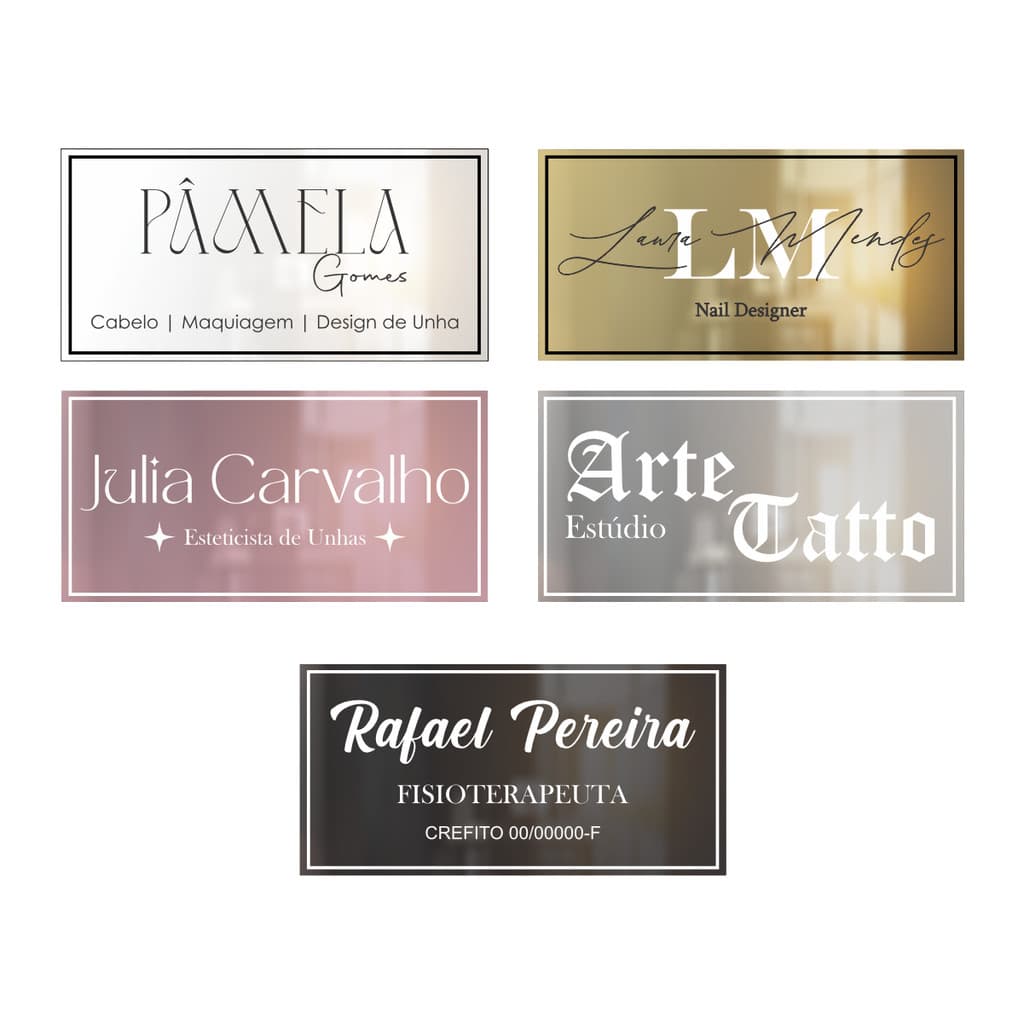2 Placas Sinalização Profissão Personalize (Logo, Profissão, Sala) 10x20cm