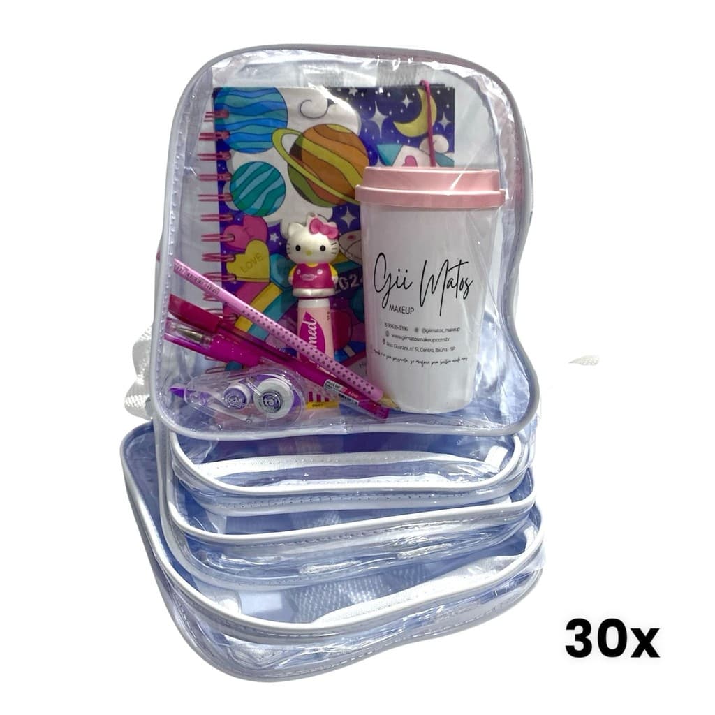 KIT COM 30 MINI MOCHILA infantil transparente escola, praia, viagem, lembrancinhas
