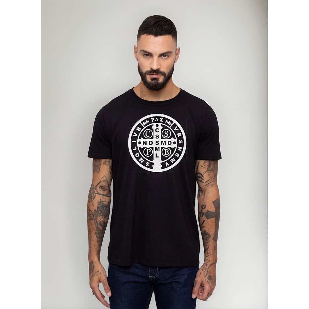 Camiseta Medalha De São Bento - Catolica Gospel Jesus Camisa