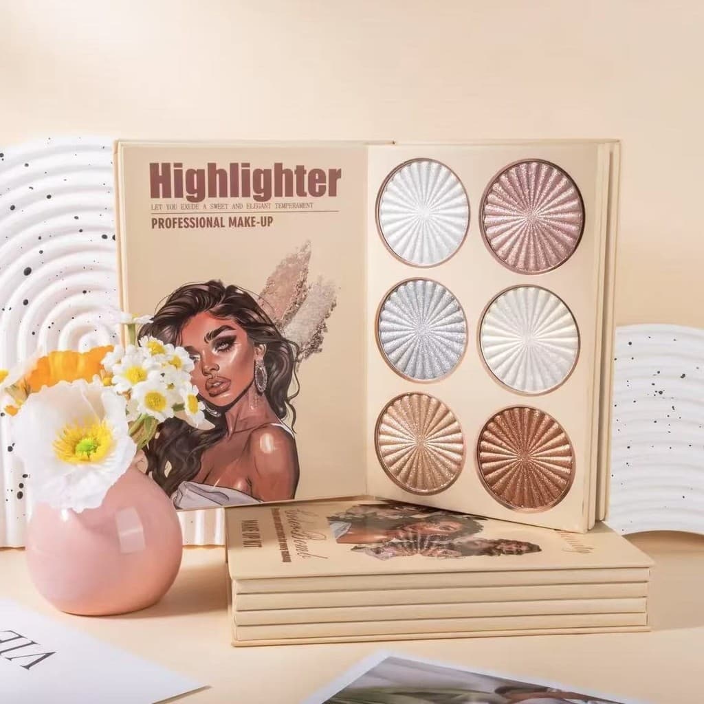 Livro de Maquiagem 43 em 1 para Contorno com Sombra Brilhante e Fosca, Blush e Iluminador para Palco