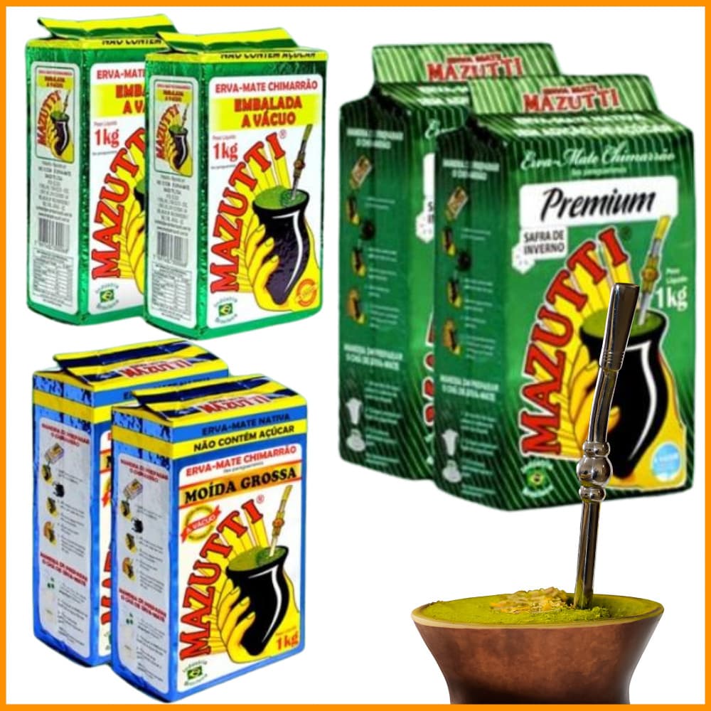 Erva Mate Chimarrão Mazutti Vácuo 1Kg Tradicional/Moída Grossa/Composta/Premium Nobre