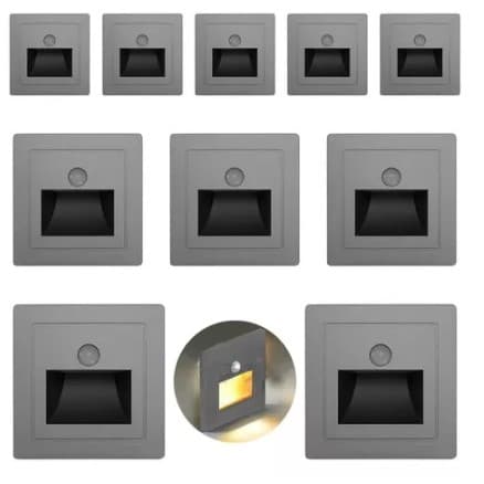 KIT 10 Balizador Lâmpada Luminária Sensor Movimento Infravermelho LED Sensor Presença PIR - CH252