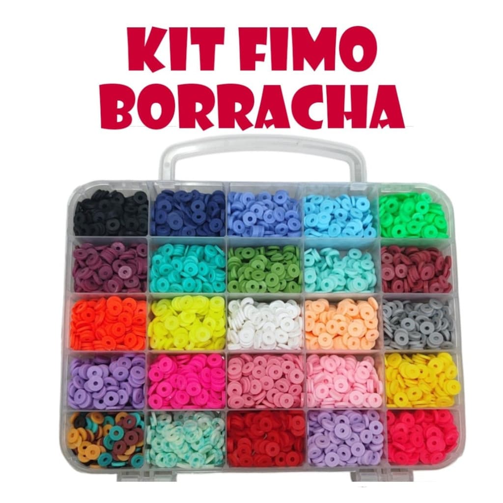 Kit Fimo Disco De Borracha Pulseira Colorido 6mm Aprox 3750