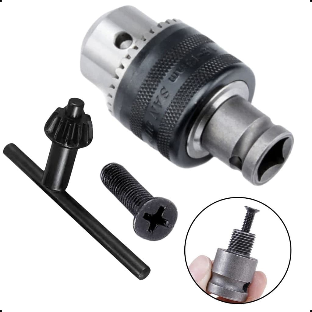 Adaptador p/ Chave de Impacto Mandril Furadeira 1/2" Parafuso Rosca Esquerda Profissional