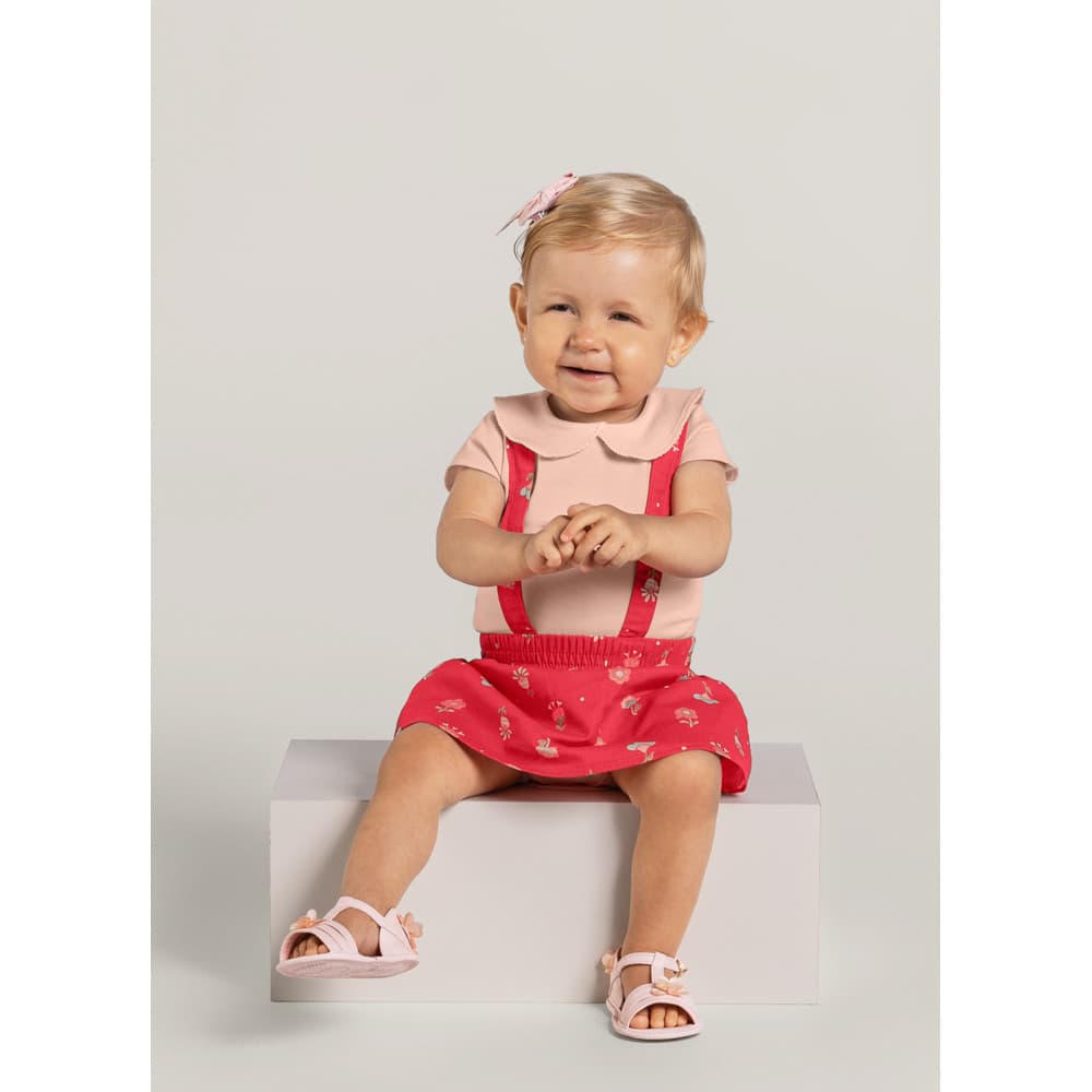 Conjunto Salmão e Vermelho Bebê