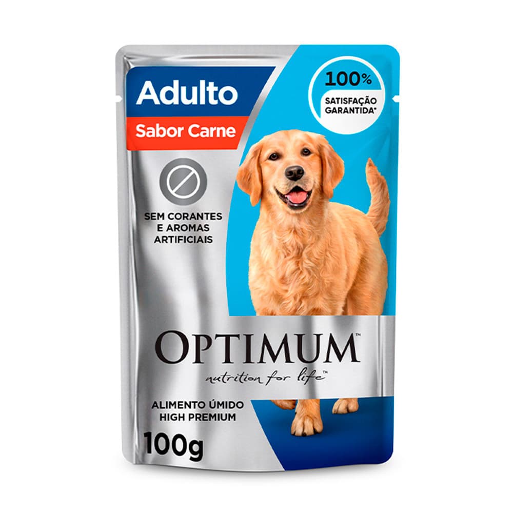 Ração Úmida Optimum Sachê Para Cães Adultos Raças Grandes Sabor Carne 100g