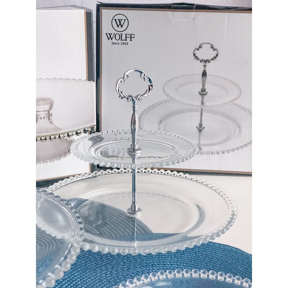 Prato Duplo p/ Doces Pearl Wolff Transparente