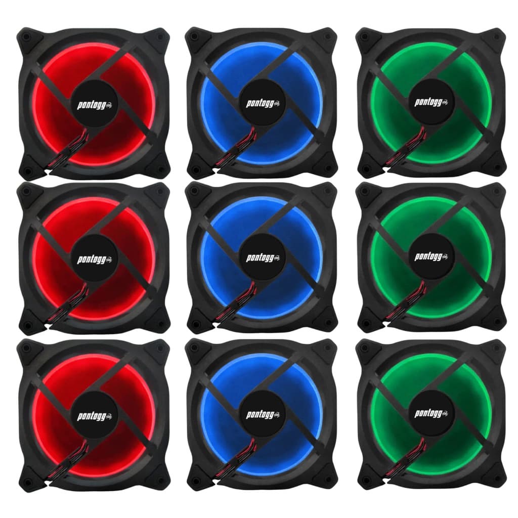 Kit 3 Cooler Fan Reinforced 5 Leds Para Gabinete 120mm x 120mm