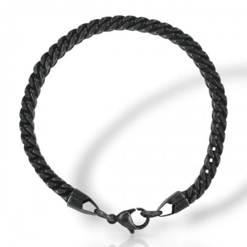 Pulseira Masculina Original Rik9 Inox Preto Elo Duplo Básico Chic