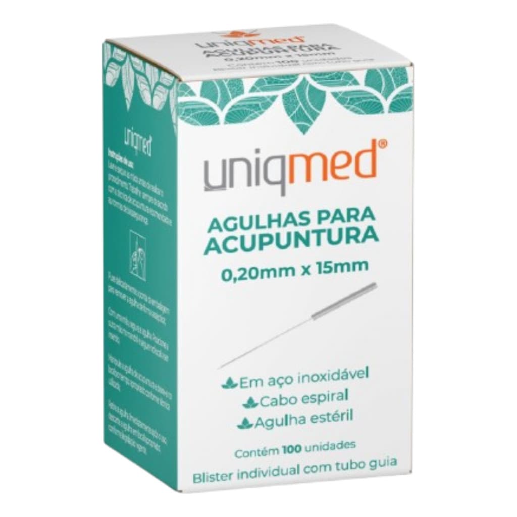 Agulha Acupuntura Aço Inoxidável 0,20X15MM 100 UN Uniqmed