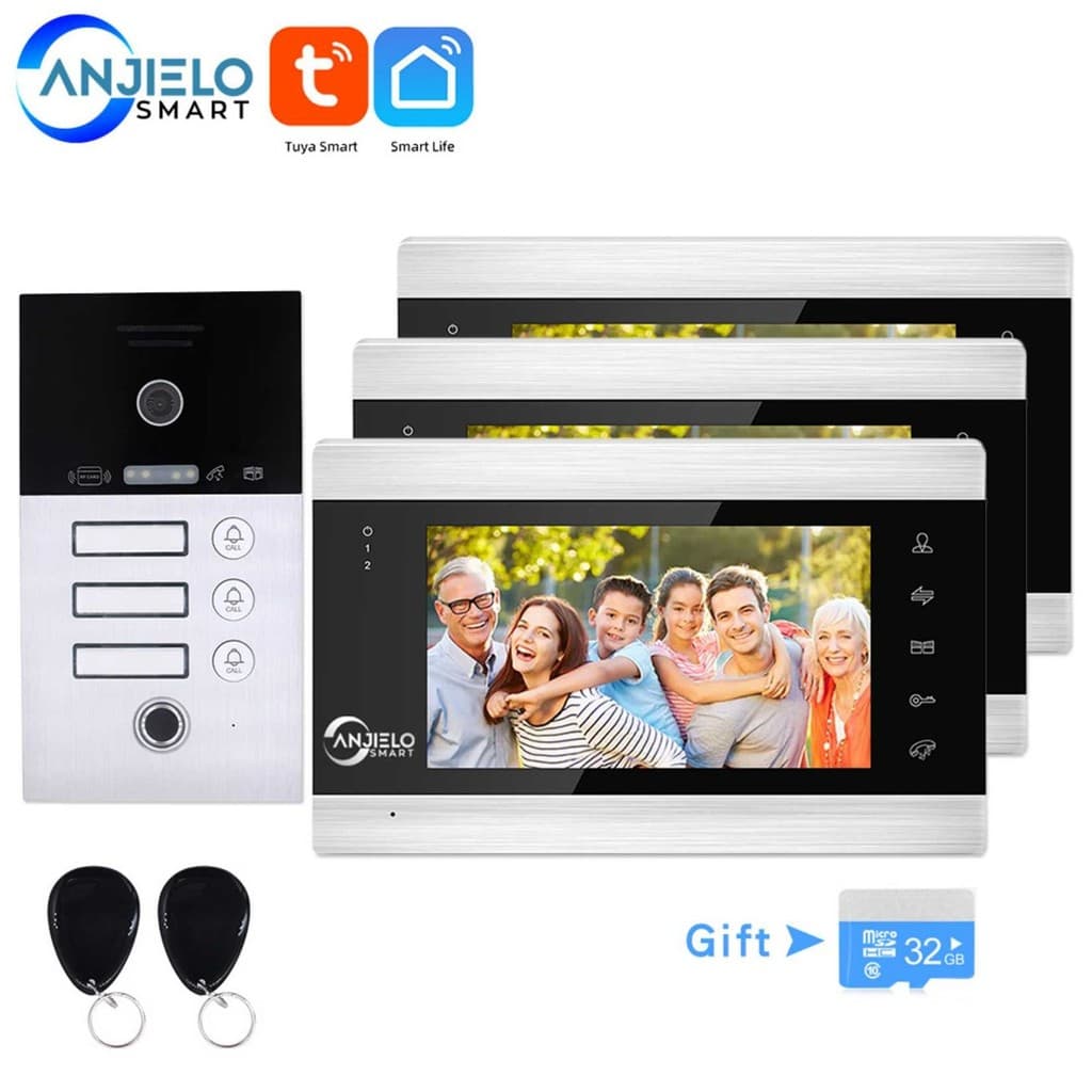 ANJIELO 7 " WIFI Intercomunicador De Vídeo Sem Fio Para Apartamento 1080P Porteiro Chamada 1/2/3 Pisos Campainha Da Port