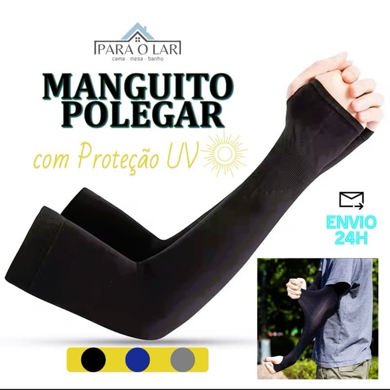 Kit 1 ou 2 Pares Manguito Proteção Solar UV Fina Braço Seda Masculina Feminina Respirável 40cm