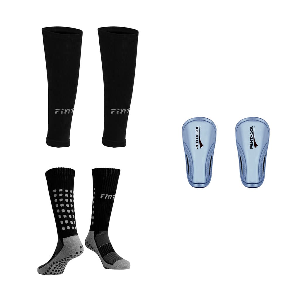 Kit Meia Antiderrapante com Canelito Pro Juvenil 33 a 37 e caneleira