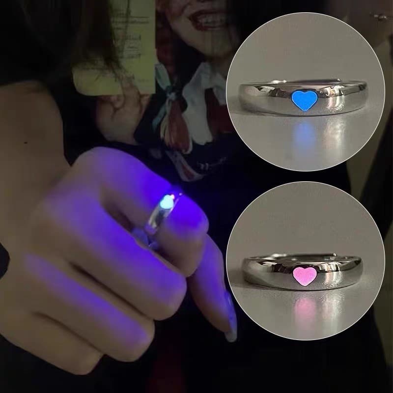 Jóias Da Moda Mulher Liga Coração Luminoso Anel De Casal