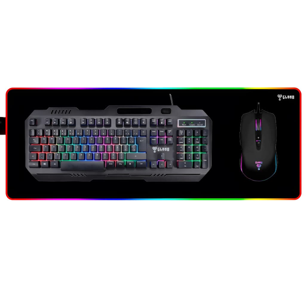 Kit Gamer Clanm Mouse Teclado Mouse Pad Extra Grande RGB
