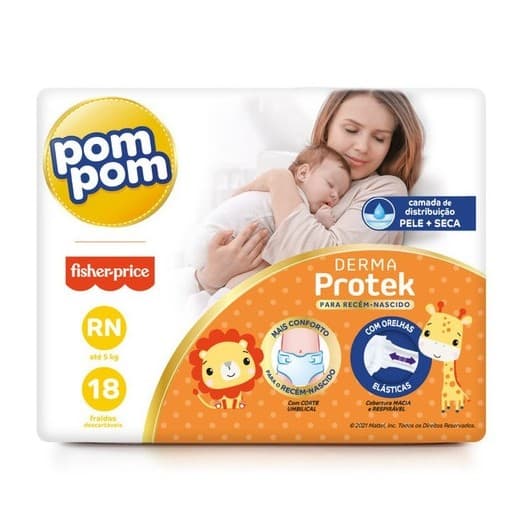FRALDA POMPOM Nova Derma PROTEK - RN até 4kg
