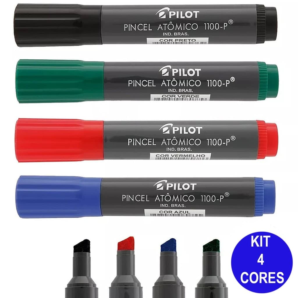 Pincel Atômico Canetão Grosso 4 Cores Pilot Permanente 1100