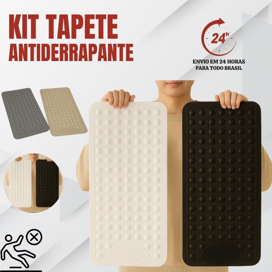 Tapete Para Box Antiderrapante á Ventosa com Superfície Massageador Massagem 67,5x35CM Banheiro