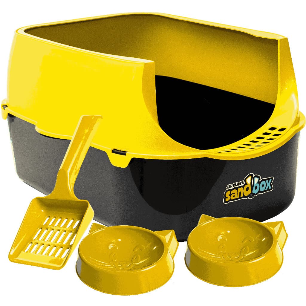 Kit Caixa de Areia para Gatos Sanitário Furba Sandbox +Pá Higiênica +Comedouro +Bebedouro Caixa Grande Banheiro de Gato