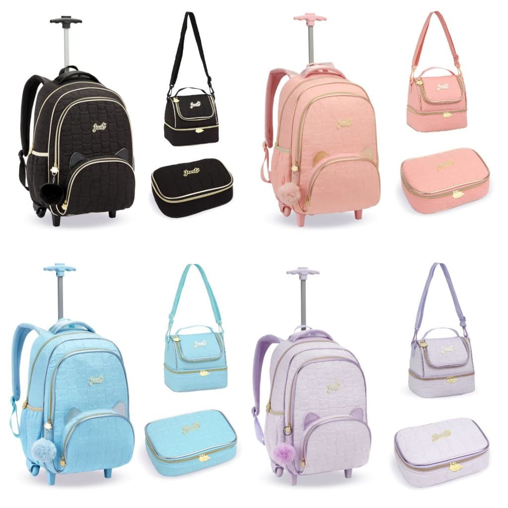 Kit Mochila, Lancheira e Estojo Escolar Matelassê