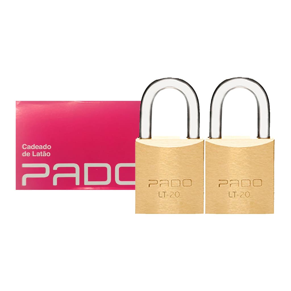 Kit 2 Cadeado Latão Pado LT 20MM 2 Chaves Dourado P/Malas Mochilas Armários
