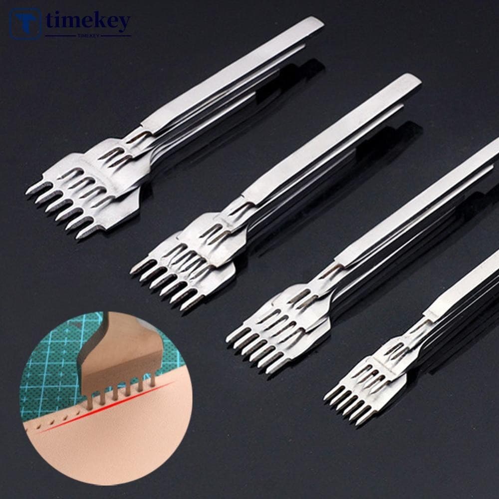 TIMEKEY 1/2/4/6 Pinos 3 5/6mm Espaçamento Perfurador Ferramenta Metal Couro Cinzel Buraco De Costura Diamante Picar Ferr