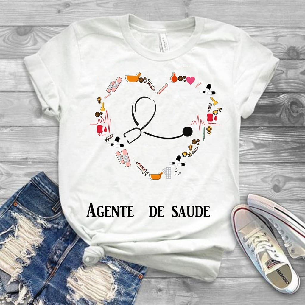 Lindas Camisa Agente de Saude  07 T-Shirt Camiseta   Feminina ou Masculina Unissex . .