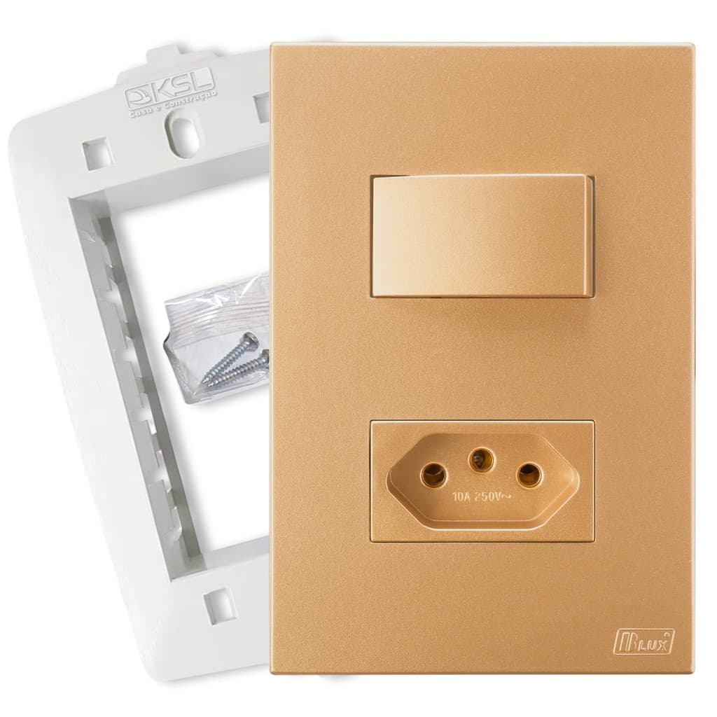 Tomada 20A com Interruptor Paralelo Threeway Ouro Nobre