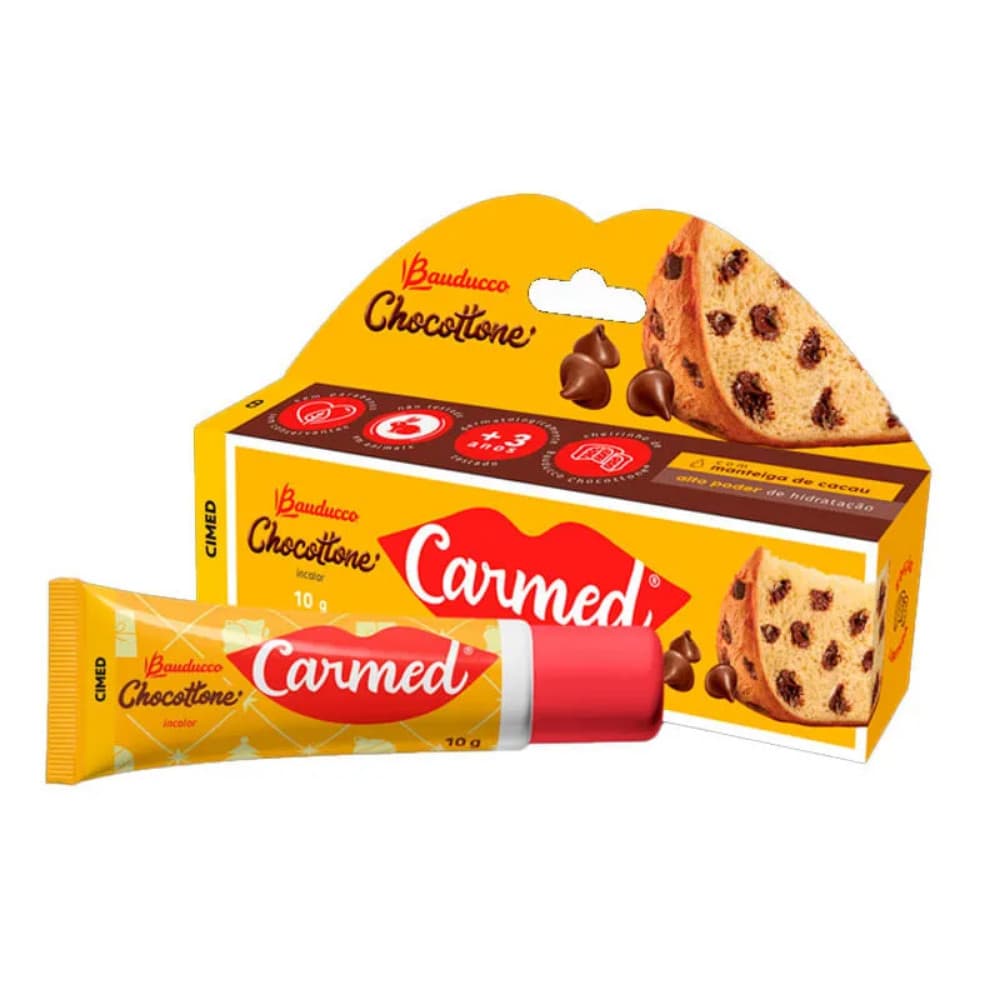 Carmed Chocottone Bauducco Cimed Hidratante Labial Efeito Gloss Incolor 10g Chocotone Presente Natal Chocolate