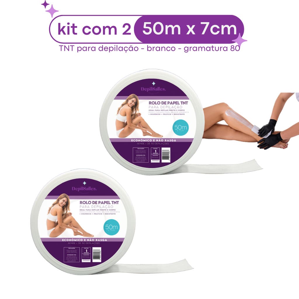 Kit 2 Rolo Papel TNT para Depilação 80gr DepilSalles - 50m X 7cm