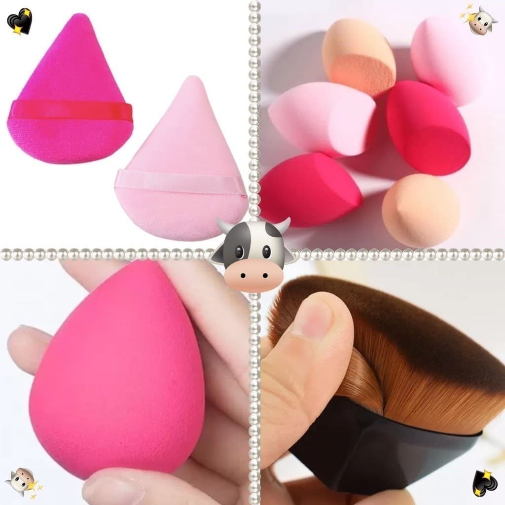 UMA CAIXA 1 Pincel Hexágono Para Base+2 Esponja+1 Esponja Para Maquiagem+ 1Esponja Para Maquiagem conjunto