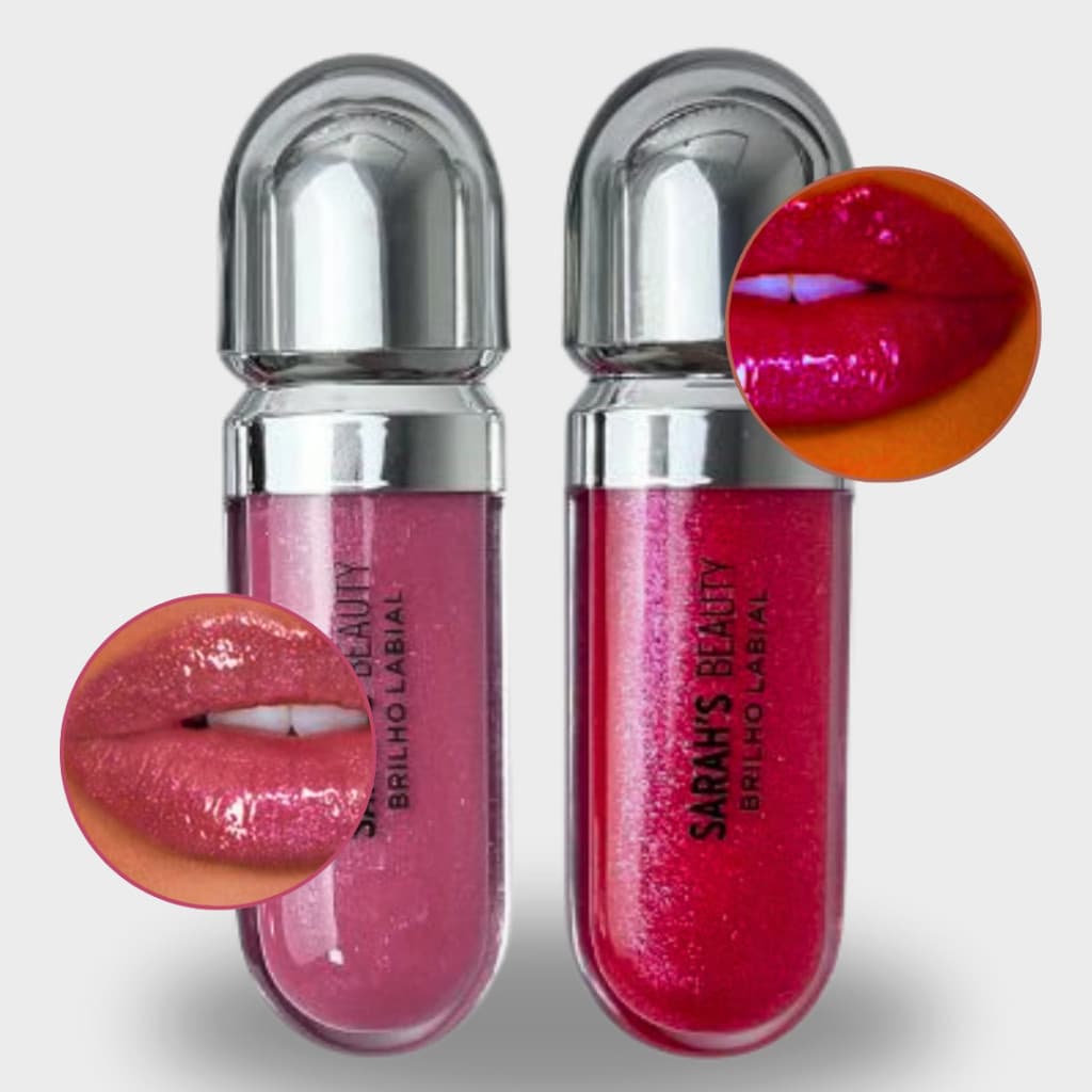 Kit 2 Gloss Labial Sarah's Beauty: brilho intenso e hidratação para lábios deslumbrantes Envio  - S6131