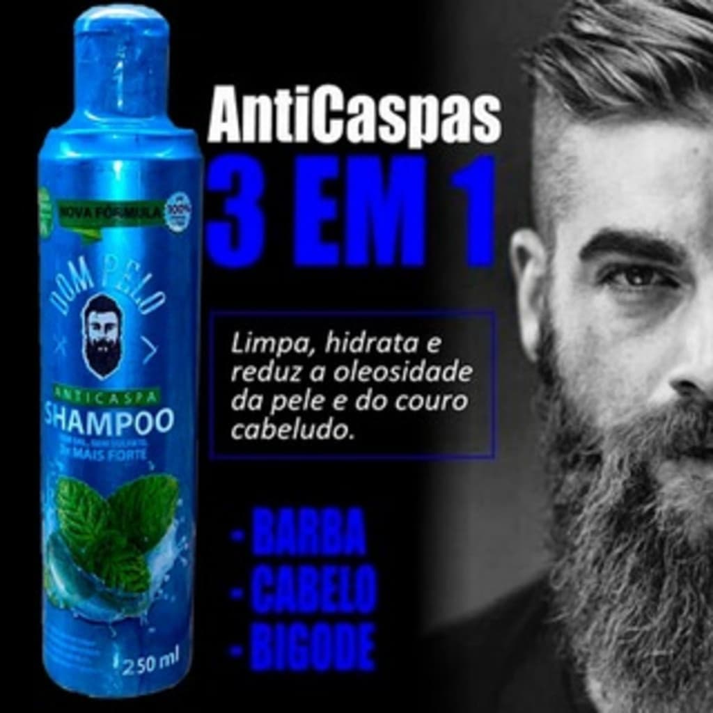Shampoo Anticaspas 3 em 1 Dom Pelo BARBA, CABELO E BIGODE Dom Pelo Original.