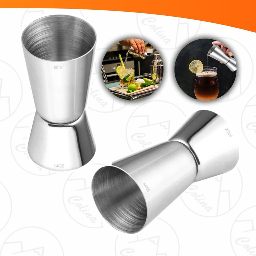 Dosador Inox Bebidas Duplo 25 ml 50 ml Medidor Drink Gin Vodka Kolling Sell