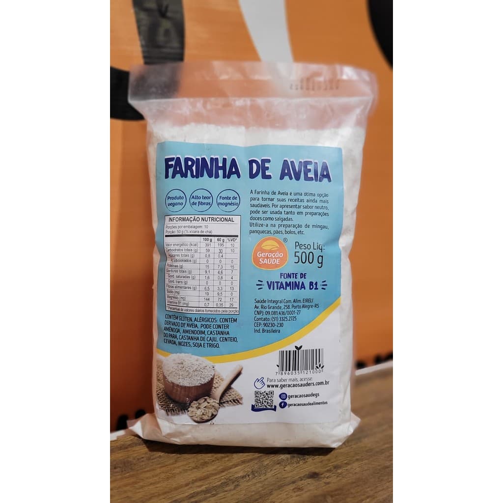 Farinha de Aveia 500g – Fibras Solúveis e Insolúveis | Suplemento Alimentar