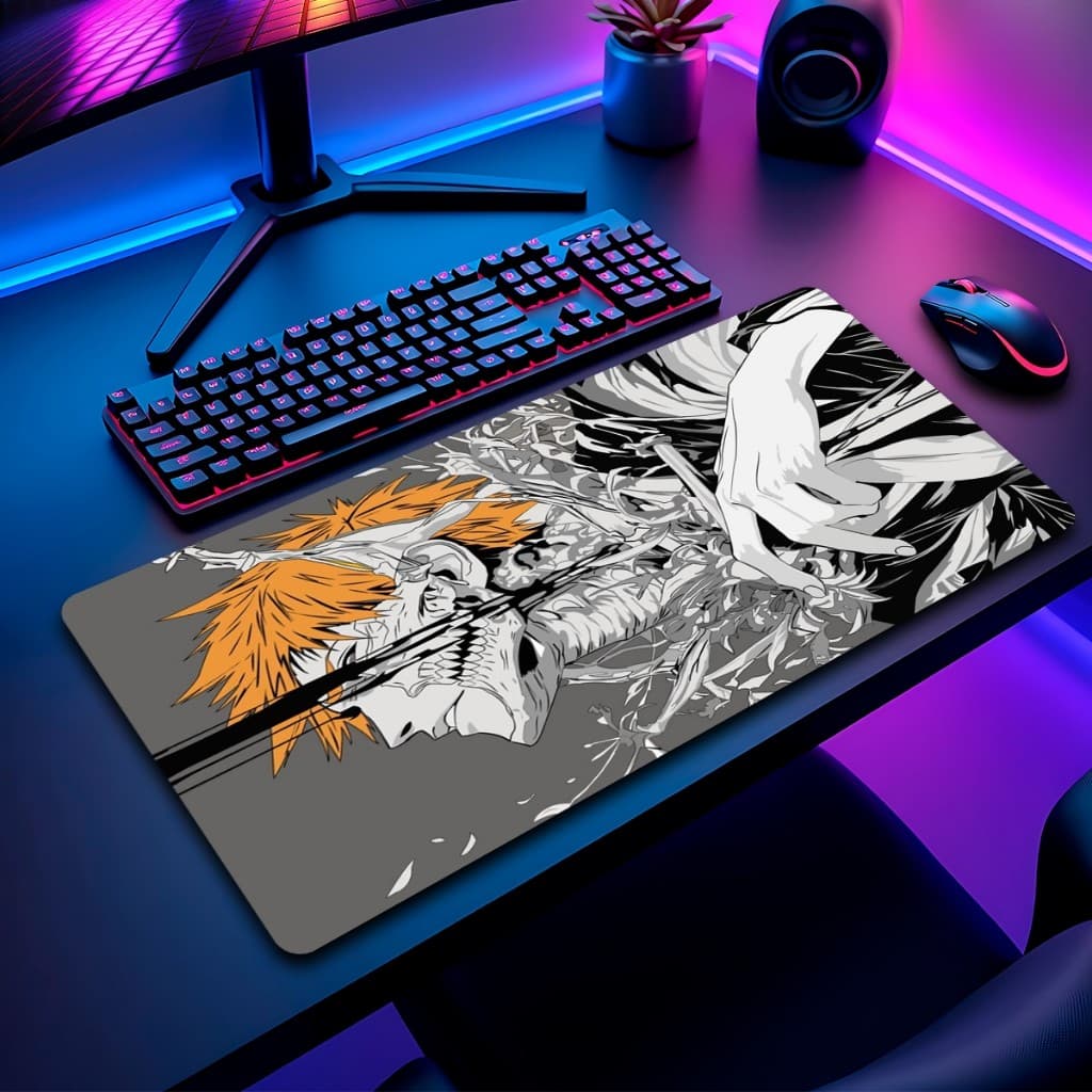 Mouse Pad Bleac Gamer Antiderrapante Grande Diversas Estampas Personalizado 70x35 cm