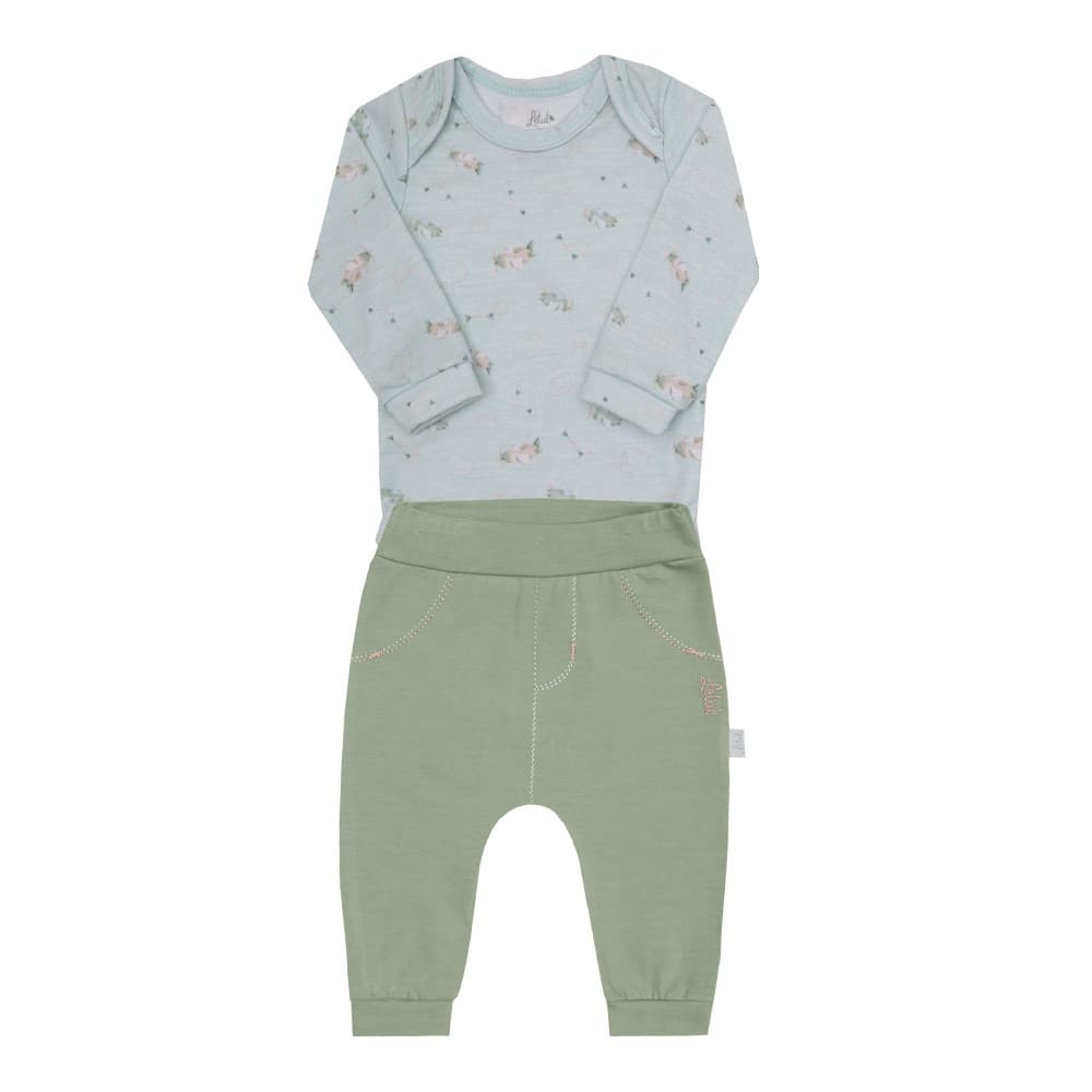 Conjunto Bebê Body Manga longa e Calça algodão bebê Macio
