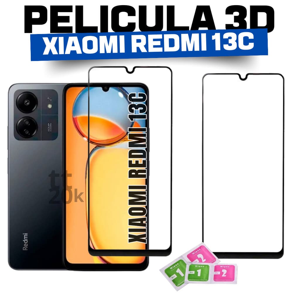 Pelicula Frontal Vidro Temperado Resistente Xiaomi Redmi 13C + Conjunto Aplicação