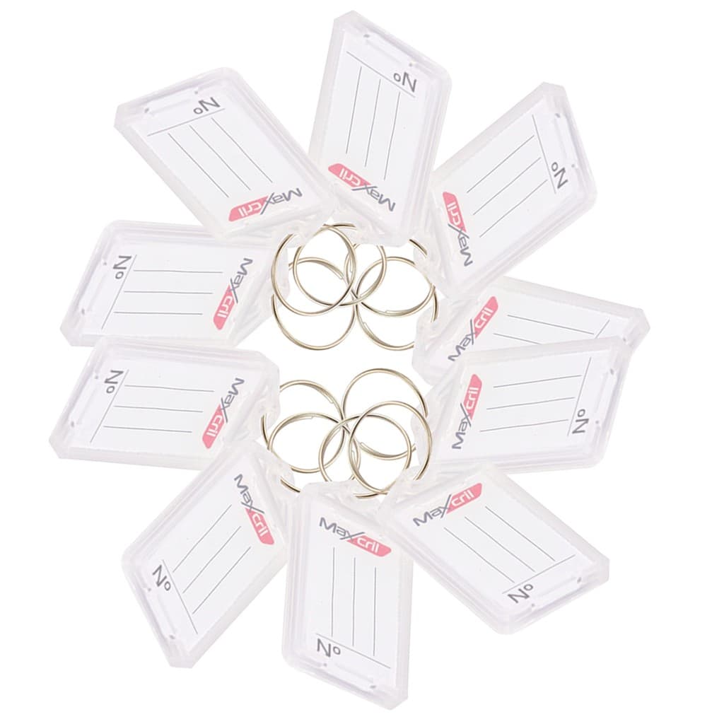 Kit 10 Chaveiro de Plástico Branco com Abertura e Etiqueta Pautada para Identificação