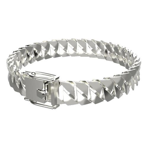 Pulseira De Prata 1x1 Fire Blade 10 Mm Largura 21 Cm