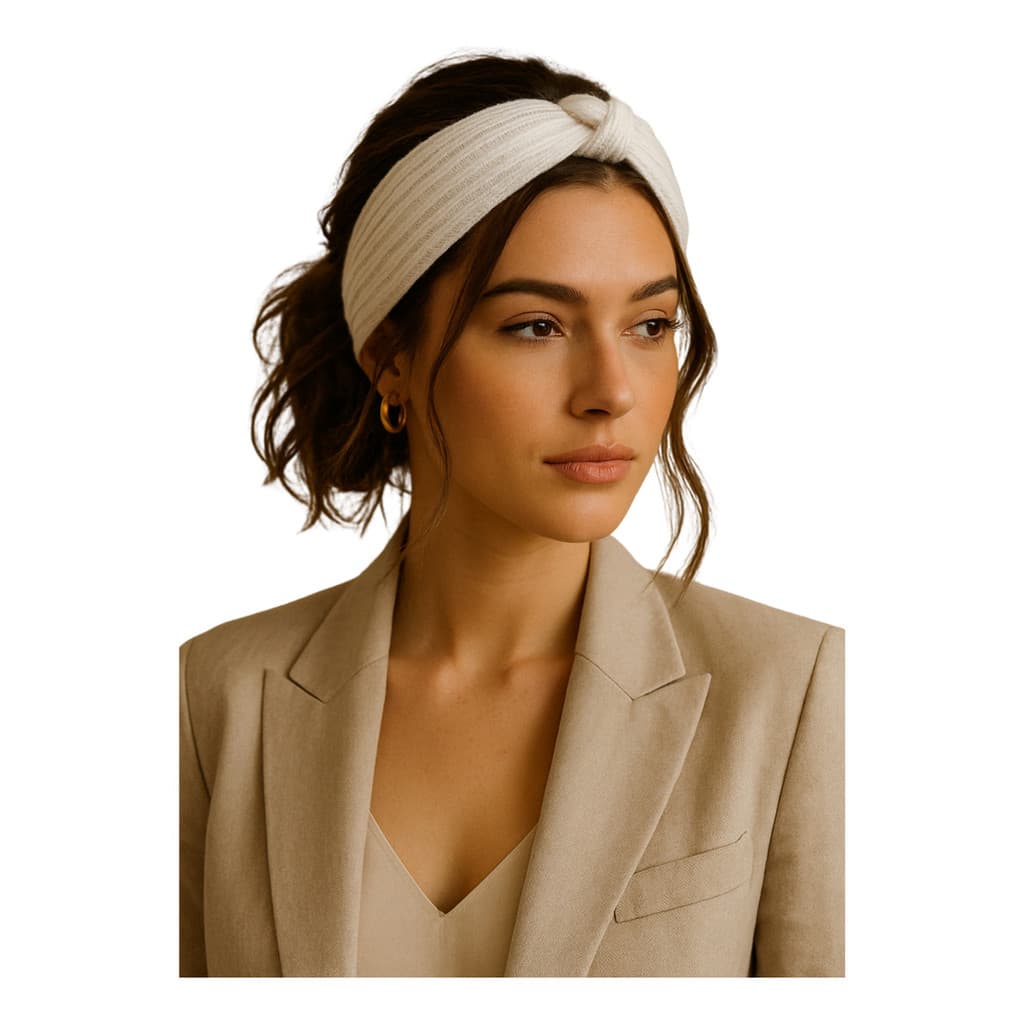Faixa De Cabelo Handband Nozinho Malha Canelada Turbante