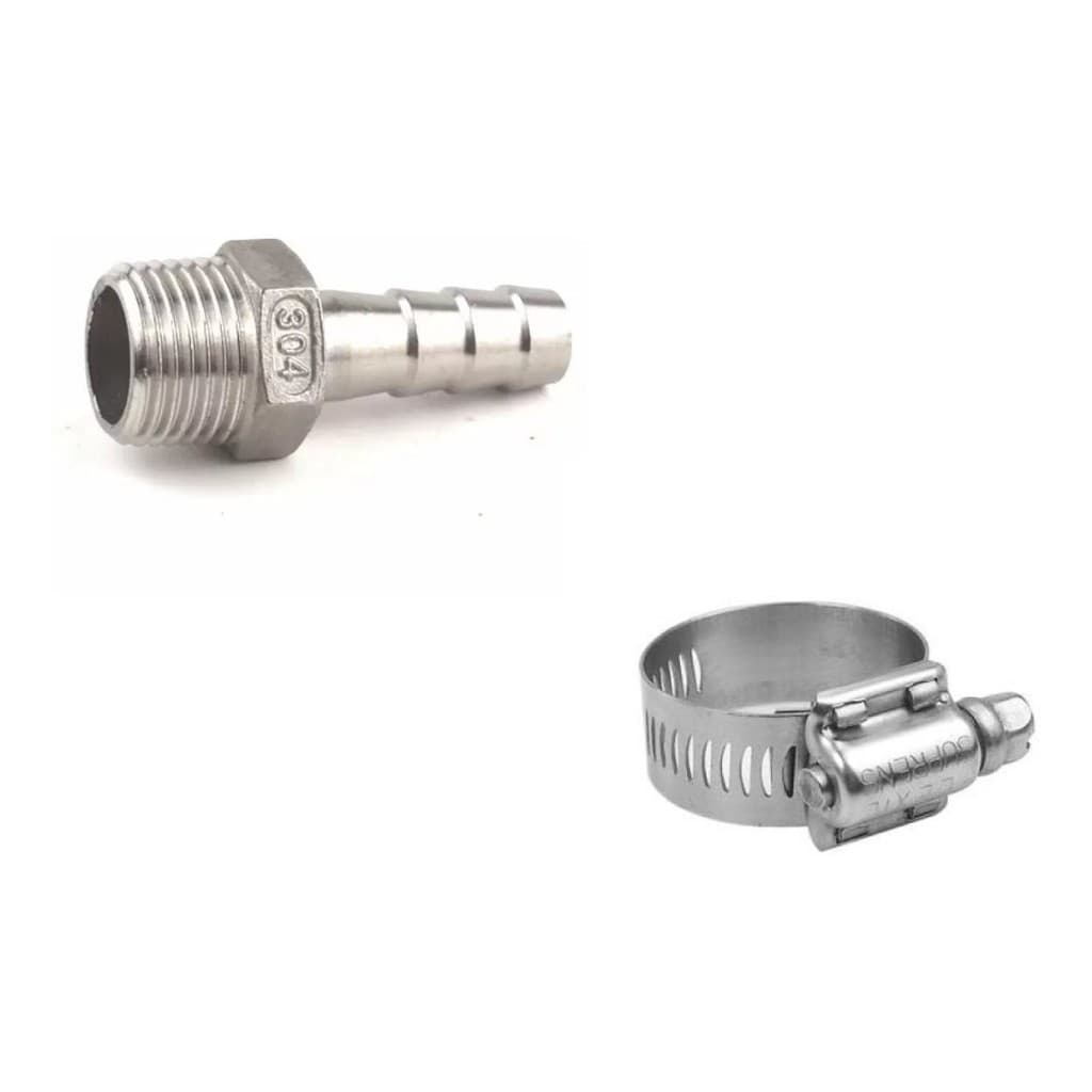Espigão Em Inox 3/4 Pol + Abraçaderia 3/4 Pol