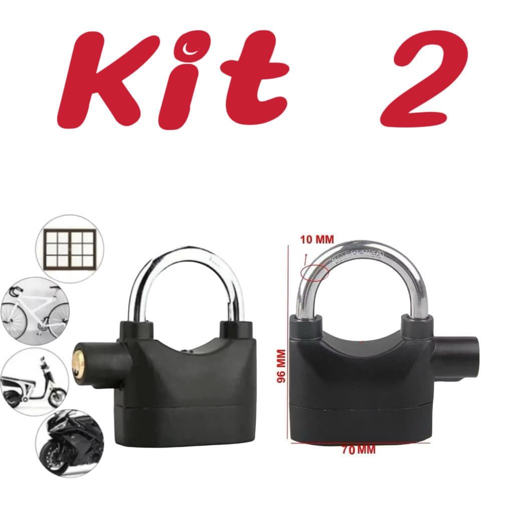 Kit2 cadeado com alarme sonoro anti-roubo para motocicleta à prova d'água  alex