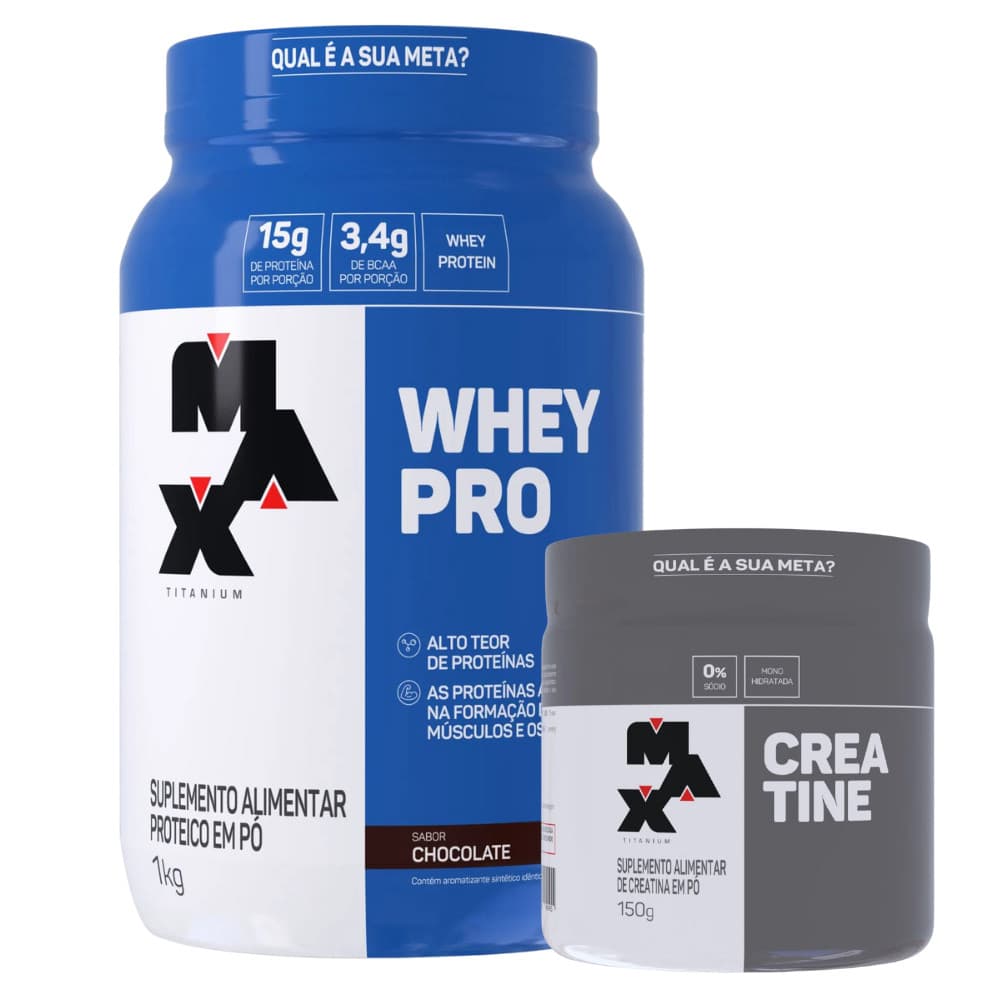 Combo Whey Pro 1kg E Creatina 150g - Max Titanium Suplementos