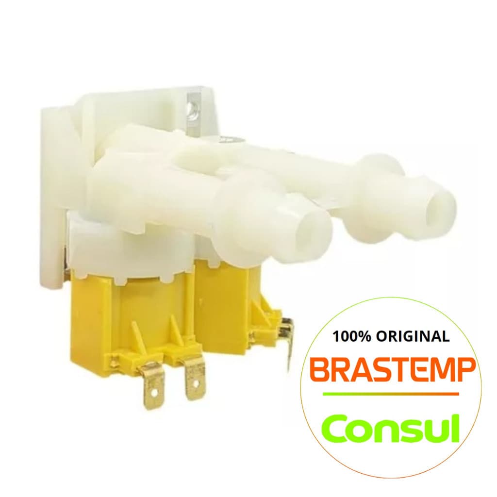 VÁLVULA DUPLA LAVADORA  BRASTEMP ORIGINAL W11245249 - BWK12 - BWK13 - BWK14 - BWK16 (DEMAIS MODELOS NA DESCRIÇÃO)