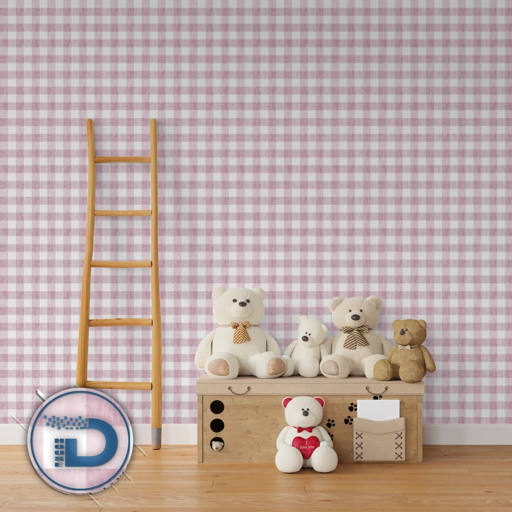 Papel de Parede Auto Adesivo Infantil Xadrez Rosa 1,00m x 0,50cm un