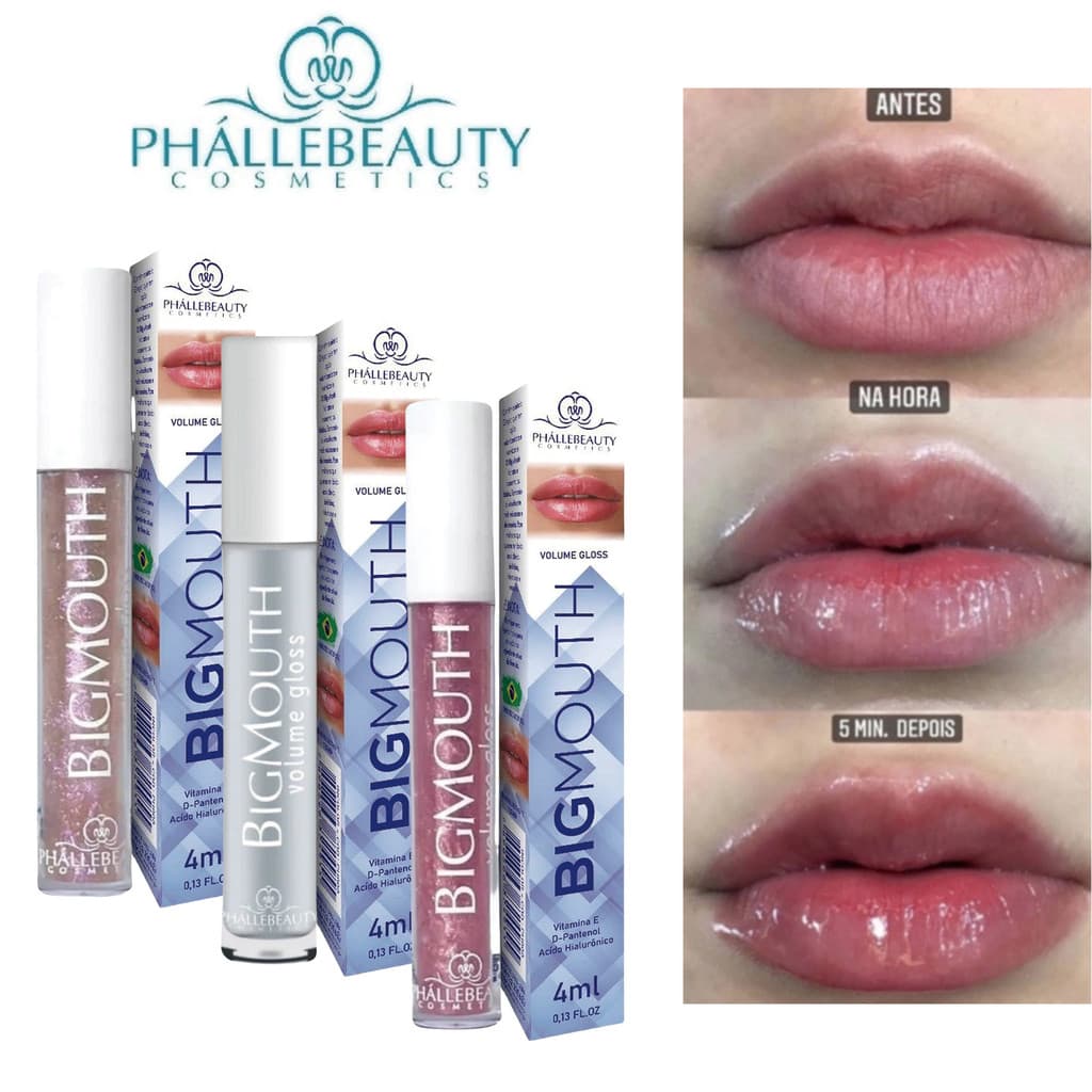 Phállebeauty Gloss Labial Big Mouth – Hidratação Diária com Volume Instantâneo e Textura Confortável – 4ml