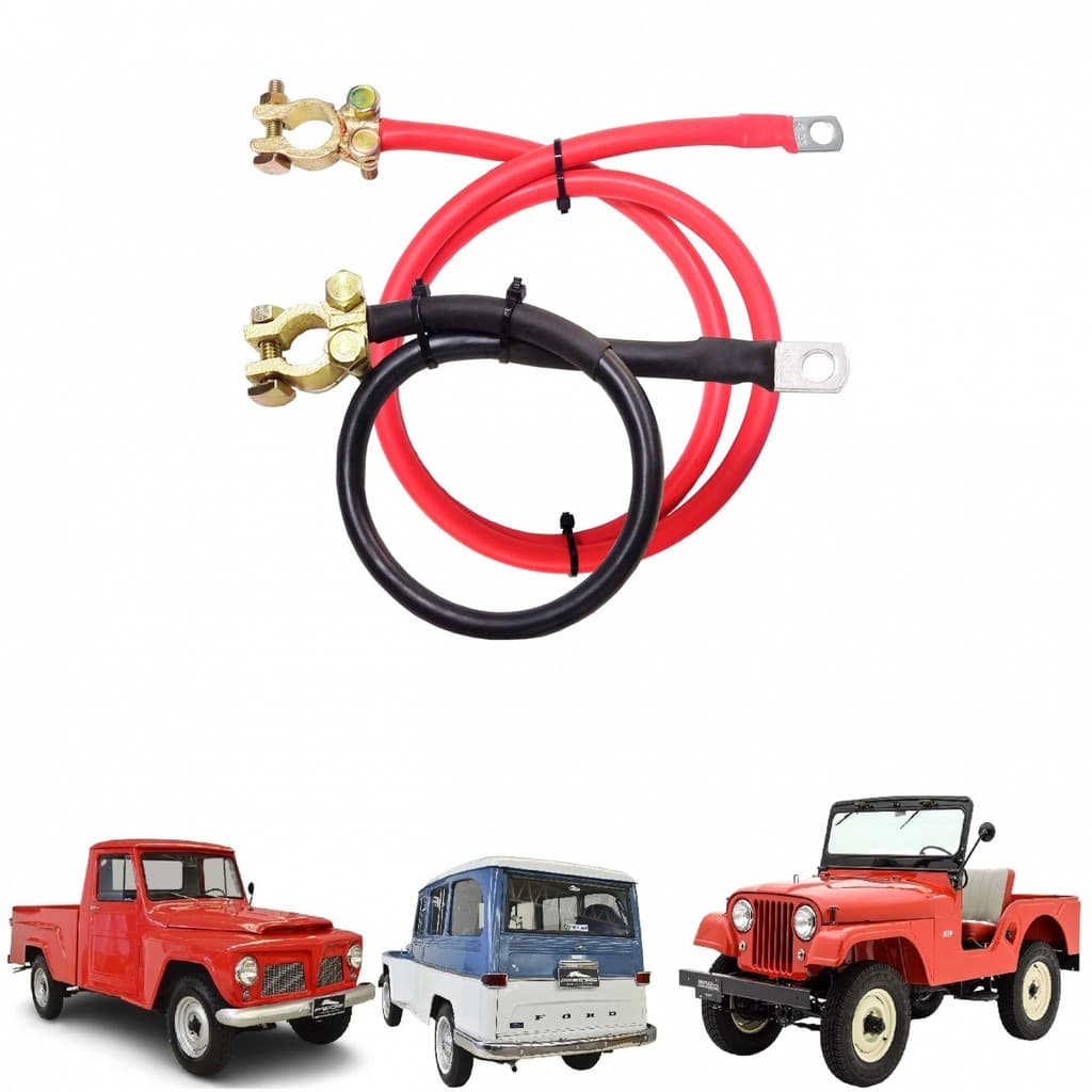 Cabo De Bateria Positivo E Negativo (Cabo De Chupeta) Reforçado Jeep Rural F 75 Ford Willys