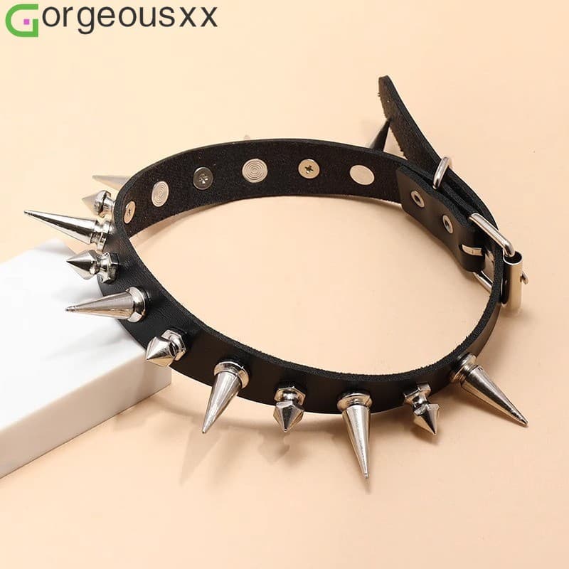 Gargantilha De Couro Com Rebite Estilo Punk Rock Para Mulheres , Colares Góticos Da Moda , Joias De Festa